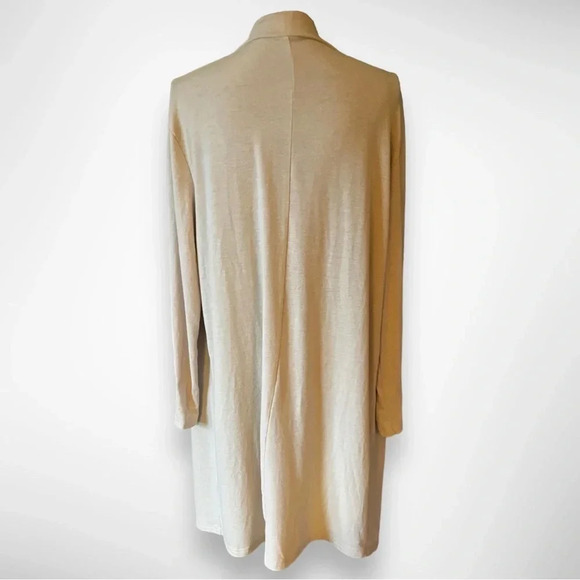 Open Front Lightweight Long Sleeve Draped Apricot Long‎ Cardigan Medium - Picture 4 of 7